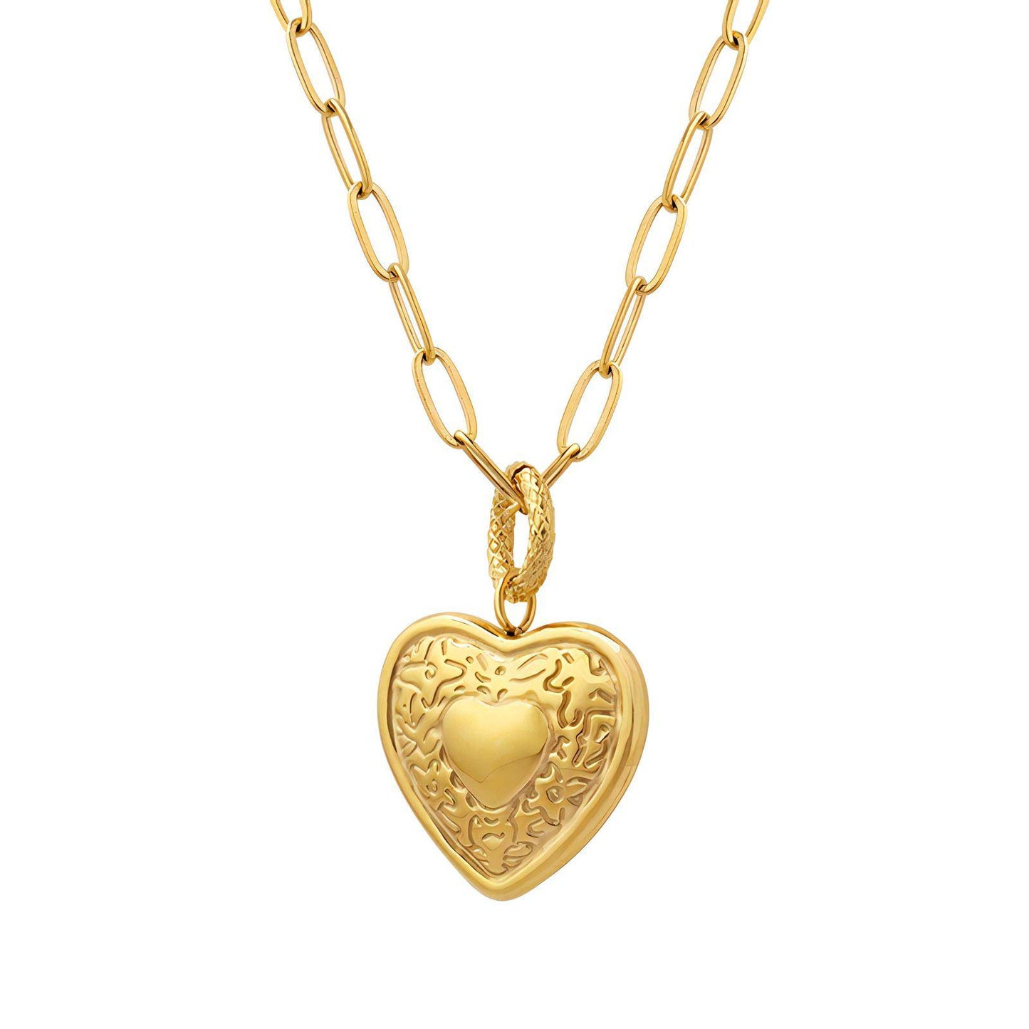 18K gold plated Stainless steel Heart necklace, Intensity