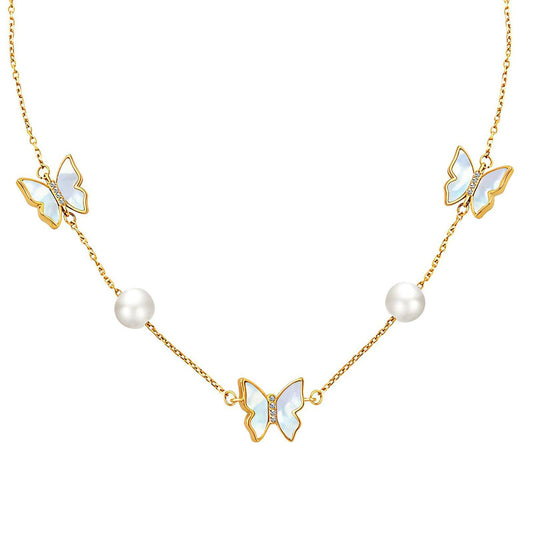 18K gold plated Stainless steel  Butterflies necklace, Intensity