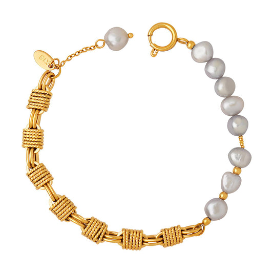 18K Gold Plated Mariner Pearl Bracelet