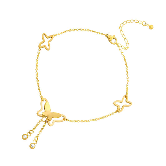 18K Gold Plated Open Butterfly Anklet