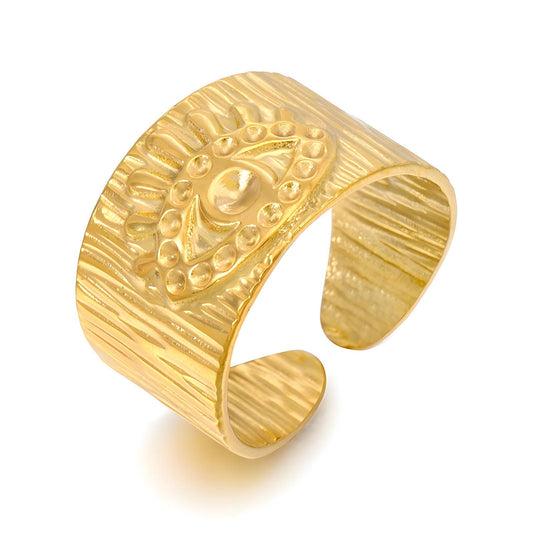 18K gold plated Stainless steel  Evil Eye finger ring, Intensity
