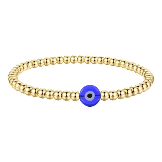 18K Gold Plated Bead Blue Evil Eye Bracelet