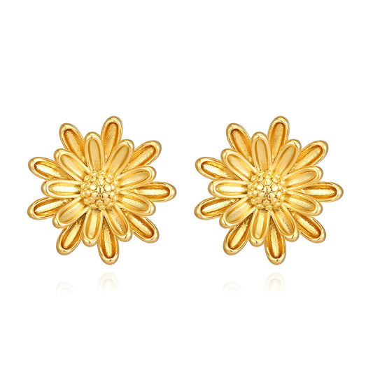 18K gold plated Stainless steel  Flowers earrings, Intensity