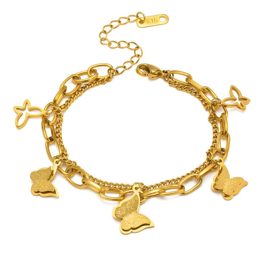 18K Gold Plated Butterflies Link Bracelet