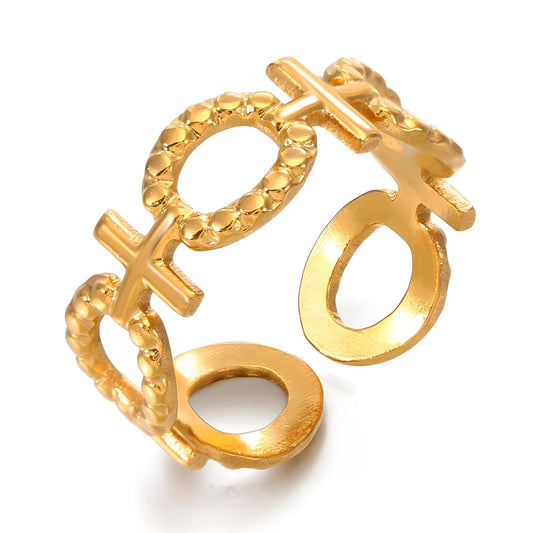 18K gold plated Stainless steel  Crosses finger ring, Intensity