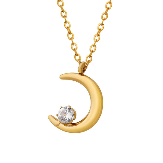 18K gold plated Stainless steel  Crescent necklace, Intensity