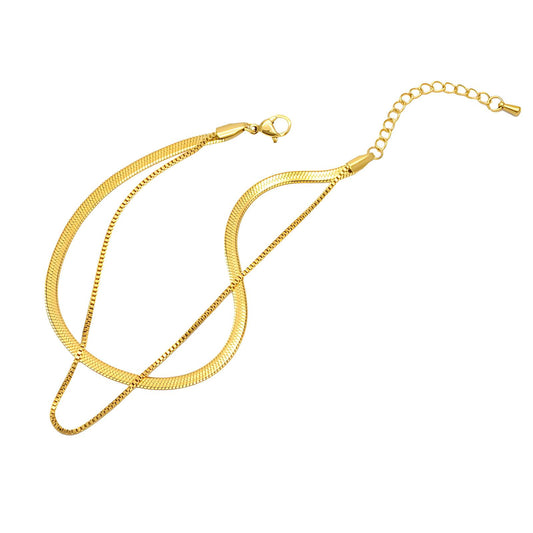 18K Gold Plated 2 Layer Chain Anklet