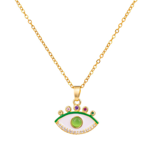 18K gold plated Stainless steel  Evil Eye necklace, Intensity
