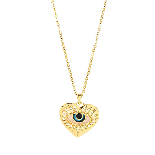18K gold plated Stainless steel  evil eye necklace, Intensity