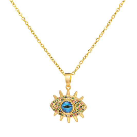 18K gold plated Stainless steel  evil eye necklace, Intensity