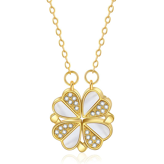 18K gold plated Stainless steel  Clover necklace, Intensity