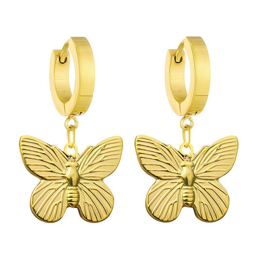 18K gold plated Stainless steel  Butterflies earrings, Intensity