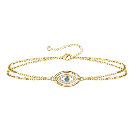 18K Gold Plated Layered Evil Eye Bracelet